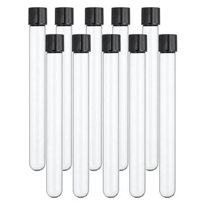 PATIKIL 15ml Test Tubes, 10pcs 5.91x0.63in Glass Clear Round Bottom Test Tube Containers with Plastic Cap for Bead Party Candy Bath Salt Storage Scientific Experiment Plant Propagation - size: 15ml