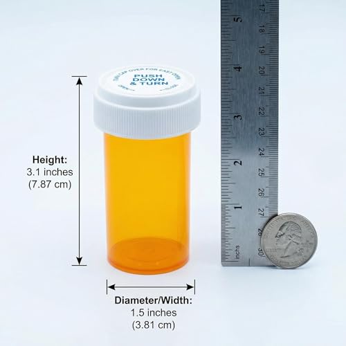 Empty Pill Bottles 13 Dram Amber Reversible Caps