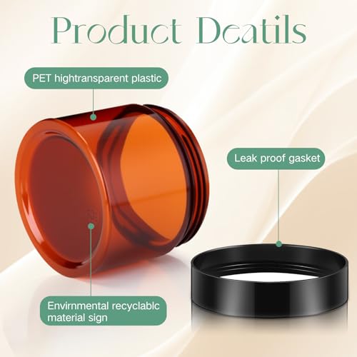 Patelai 4 Pcs Plastic Jars with Lids, Amber, 6 oz, Wide Mouth - color: Amber, size: 6 oz