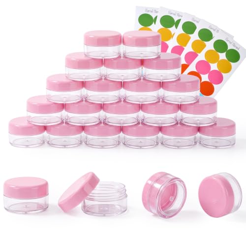 Eternal Moment 50 Pack 5G Sample Containers with Lids Cosmetic Small Jars - color: Pink Lid, size: 0.17 Ounce