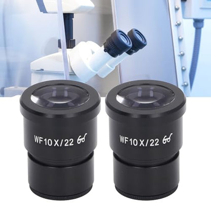2PCS Wide Microscope Eyepieces, 22mm 10X Optical Biological Eyepieces Clear Microscope Lens Adapters for Triocular Binocular Scope Lab 30mm Mounting Interface