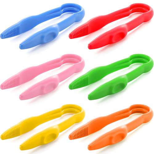 Chunful 48 Pcs Plastic Tweezers for Kid Easy to Grip Motor Tools for Craft