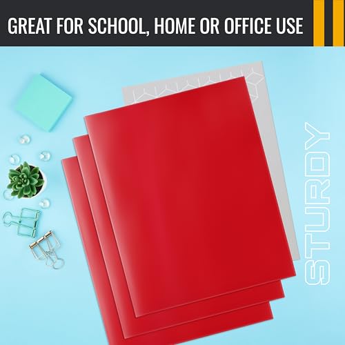 Better Office Products 2 Pocket Glossy Laminated RED Paper Folders, Letter Size, Paper Portfolios Box of 25 Red Folders - color: Red