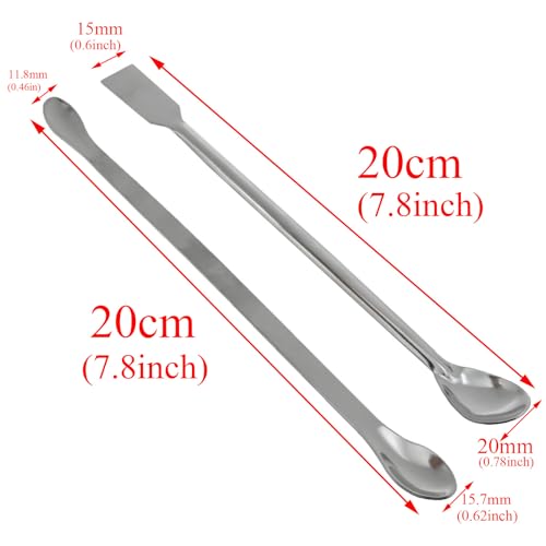 yukata Silver Stainless Steel 30cm Measuring Spoons 20cm Micro Spoon Micro Lab Sampling Scoop Spatulas Combination lab Scraper Micro Spoons for Laboratory, Factory and Hobby use 1 Set
