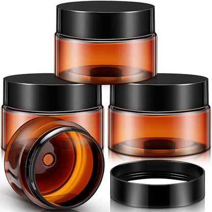 Patelai 4 Pcs Plastic Jars with Lids, Amber, 1 oz, Wide Mouth - color: Amber, size: 1 oz