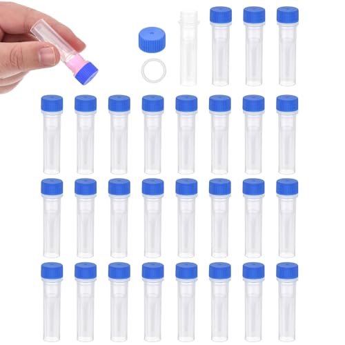 PATIKIL 0.5mL Plastic Cryogenic Vial, 28Pcs Cryogenic Storage Tube Lab Frozen Test Tube Container Storage Screw Cap for Lab Laboratory Science, Blue Clear - color: Blue, size: 0.5ml
