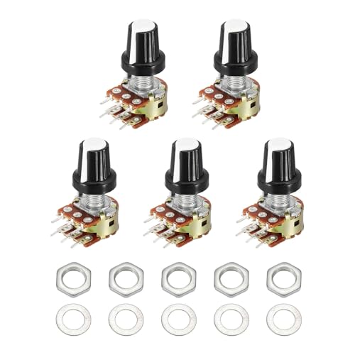 MECCANIXITY 5 Set WH148 B10K Ohm Potentiometer Kit 20mm Shaft White - size: 20mm, style: B10K