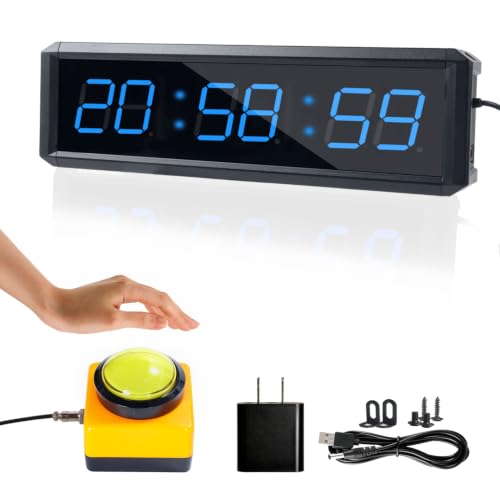 Independent Button Type 1.5-inch Fitness Room Rest Timer, Suitable for Gym Exercise/School/Home Exercise/Boxing Gym/Indoor Rock Climbing (1.5 inch 6-Digit Blue)