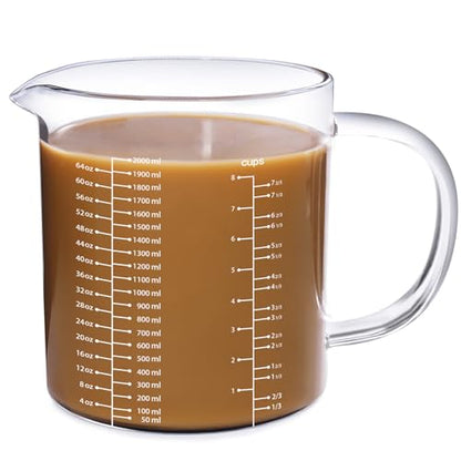 77L 8 Cup Glass Measuring Cup (2L), High Borosilicate Glass Measuring Cup - color: White measuring scale, size: 2000 ML (8 Cup)
