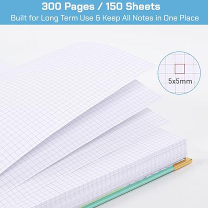 Graph Paper Notebook, 300 Page Grid Notebook, A4 Hardcover Spiral Journal - color: Blue, size: 8.5” x 11”