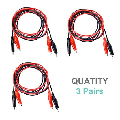 3 Pairs 6 Units of Packaging Alligator Clips with Wires Test Cable
