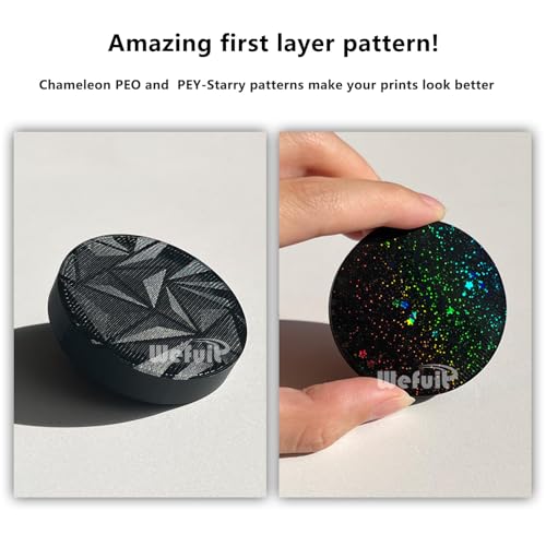 JUUPINE H2D Build Plate 355x346mm Double Sided Chameleon PEO+Starry PEY Build Plate Flexible Removable Spring Steel Heated Printing Bed Platform for Bambu Lab H2D/H2D Laser 3D Printer - color: Chameleon+Galaxy