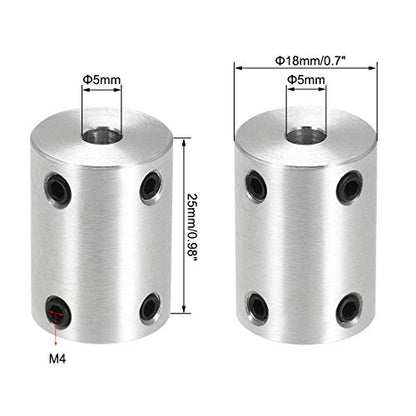uxcell 5mm to 5mm Bore Rigid Coupling Set Screw L25XD18 Aluminum Alloy,Shaft Coupler Connector for 3D Printers, Motor Accessories,4pcs - size: 5mm to 5mm
