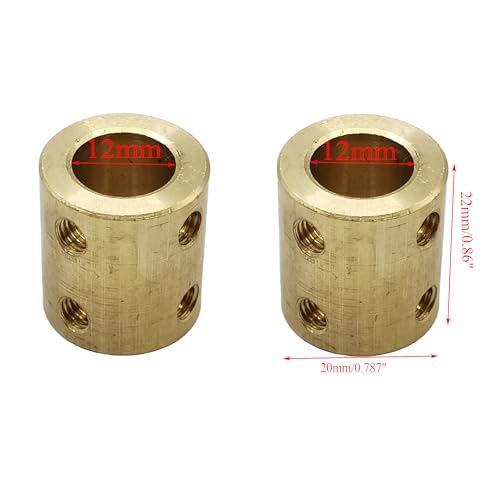 5pcs 12mm to 12mm Bore Rigid Coupling Set Screws,Brass Motor Shaft Coupling Coupler Connector with Screws and Wrench for 3D Printer DIY Encoder Car Model Shaft RC Robot - size: 12mm to 12mm