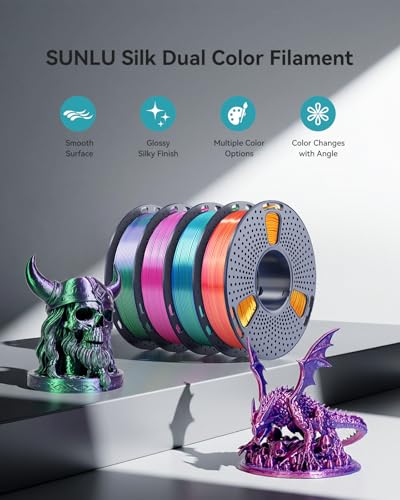 SUNLU Silk Dual Color PLA 1.75mm, 250g Spool Bundle, 3D Printer Filament - color: Pla Bundle-250gx4-2230050