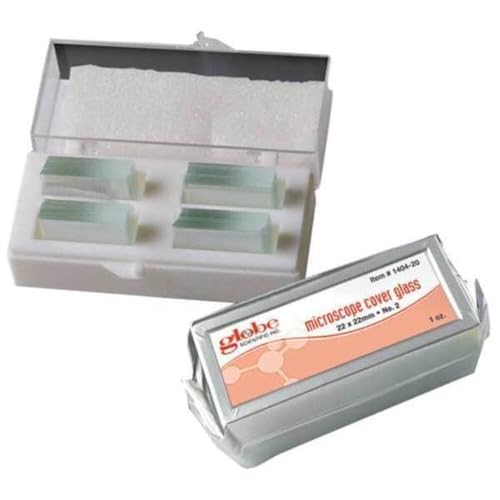 Globe Scientific 1404-20 Cover Glass, 22 x 22mm, #2 Thickness (Case of 10)