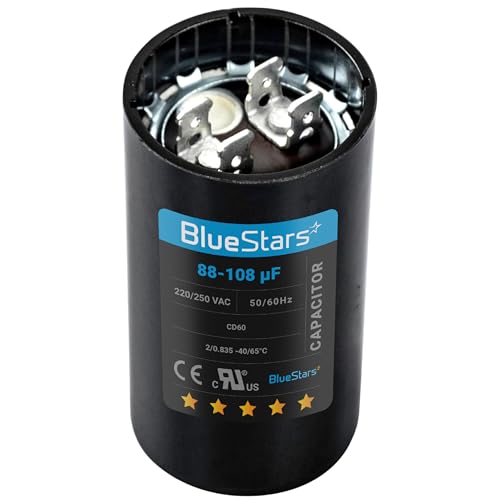 [2025 Upgraded] BlueStars 88-108 uF MFD 220-250VAC Motor Start Capacitor - size: 88-108 MFD 220-250 VAC