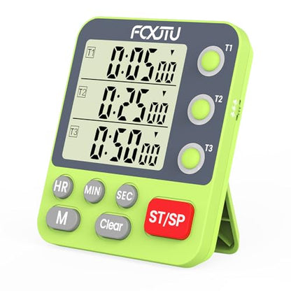 Digital Dual Kitchen Timer, 3-Channel Independent Countdown Timer - size: YS318 Green