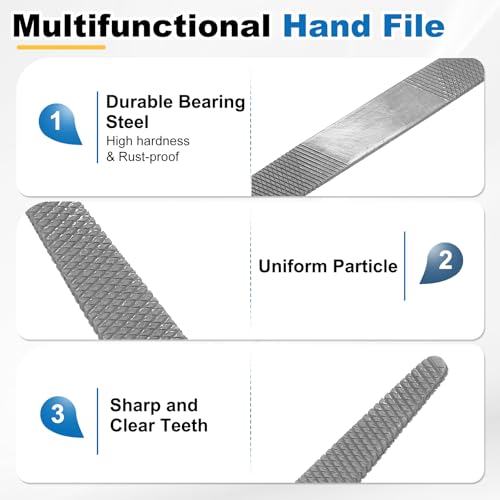 HARFINGTON 2pcs Wood Rasp File 11.8x200mm Tapered Flat Hand Rasp File