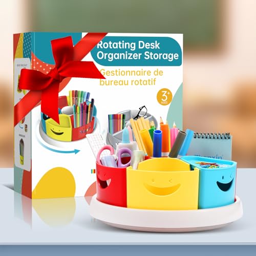 Art Supply Storage Organizer - 360 Degree Rotating Desk Organizer for Classroom and Home School Supplies