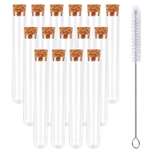 10ml Clear Plastic Test Tubes with Cork Stoppers 15pcs 15x100mm