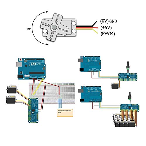 5PCS SG90 9g Servo Motor + 16 Channel PWM Servo Motor Driver PCA9685 IIC Module 12-Bit DIY Kit for RC Robot Arm Helicopter Airplane Car Boat Remote Control for Arduino for Raspberry pi