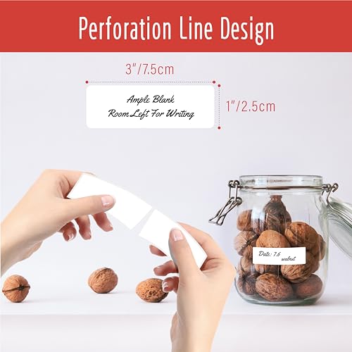 300 Removable Blank Food Labels, Water/Oil/Tear Resistant with Perforation Line for Freezer Food Containers Jars Pantry Organization (Each Measures 1” x 3”) - color: 300-blank, size: 1” x 3”