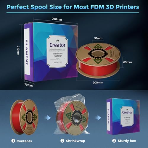 Creator ASA Filament 1.75mm 3D Printer Filament 1KG, UV & Heat & Weather Resistant ASA 3D Printing Filament, Perfect for Printing Outdoor Functional Parts, Dimensional Accuracy +/-0.02mm (Traffic Red) - color: Asa Traffic Red