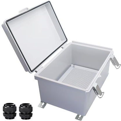 Waterproof Outdoor Electrical Box Junction Box Weatherproof IP67 ABS Plastic Enclosure Switch Router Project Box with Mounting Plate with Wall Bracket 2 Cable Glands Grey 11.1" x 7.48" x 5.5" - color: Grey, size: 11.1" x 7.48" x 5.5" 1pc