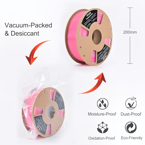 OVV3D 3D Printer Filament Transparent PLA Filament 1.75mm, Pink Green Printing, +/- 0.02 mm, Fits Most FDM 3D Printers, Translucent 3D Filament 1kg Spool - color: Translucent Pink Clear