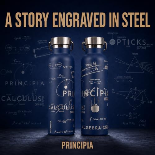 Isaac Newton 20 oz Insulated Water Bottle, Physics & Science Gift - color: Principia