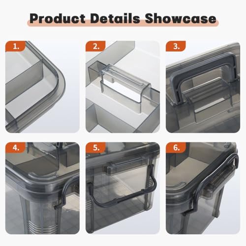 2-Tier Medicine Organizer - Plastic Portable Storage Box with Handle Grey - color: Grey