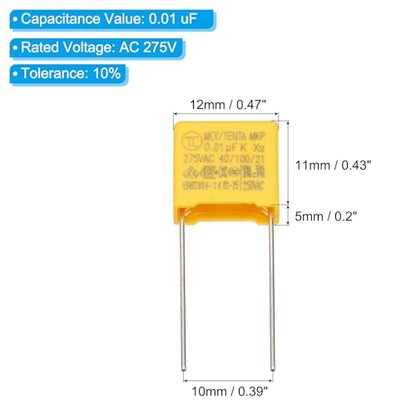 PATIKIL Safety Capacitors 12Pack 0.01uF AC 275V 10mm Pin Pitch 12x11x5mm - size: 10mm Pin Pitch, style: 0.01uF
