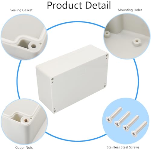 Project Box IP65 Waterproof Junction Box ABS Plastic Electrical Boxes DIY Electronic Project Case Power Enclosure White 7.87x4.72x2.95 inch (200 x 120 x75 mm) - color: White, size: 7.87"x4.72"x2.95"