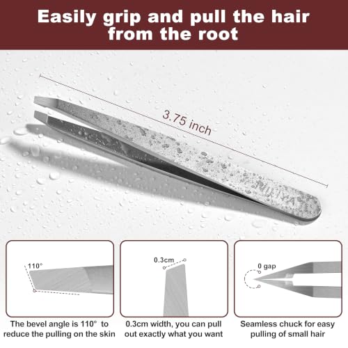 Tweezers for Women Facial Hair, Precision Slant Eyebrow Tweezers - color: Silver
