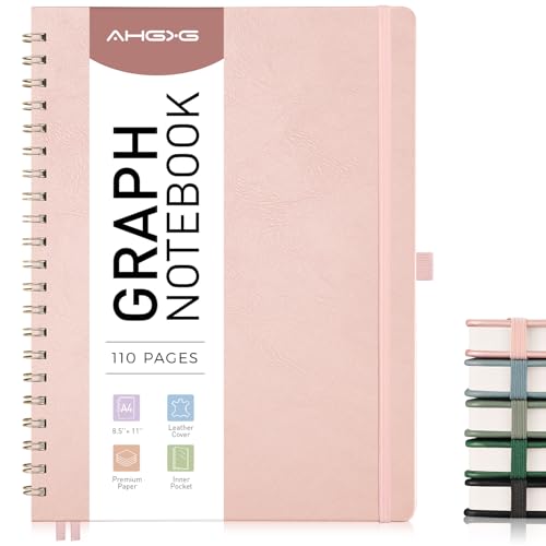 AHGXG Graph Paper Notebook, 110 Pages, A4 (8.5" x 11") - color: Rose Gold, style: A4-Graph