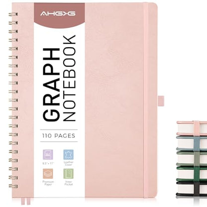 AHGXG Graph Paper Notebook, 110 Pages, A4 (8.5" x 11") - color: Rose Gold, style: A4-Graph