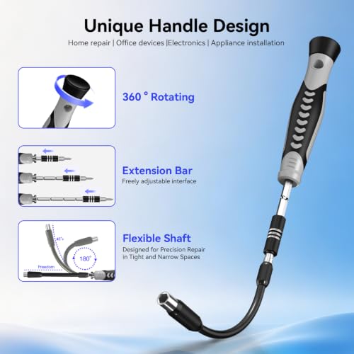 LIFEGOO Precision Screwdriver Set, 130-in-1 Electronics Repair Tool Kit with 120 Bits, Magnetic Screwdriver Kit with Flexible Shaft and Built-In Parts Box for iPhone, Laptop, PC, Xbox, Switch, Watch - color: Blue, size: 130 in 1