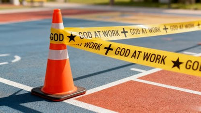 God at Work Caution Tape for VBS Decorations 200ft×2.95in Tear-Resistant Party Caution Tape Roll,Non-Adhesive Construction Tape for Church Bulletin Board,Sunday School & Religious Party Decor (1PCS)