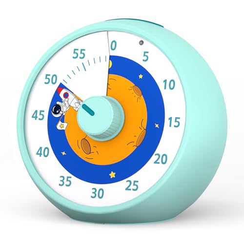 Visual Timer for Kids, 60-Minute Countdown Timer for Classroom Office Kitchen, Desk Timer Kids Time Management Tools with Silent Operation, Pomodoro Time Rainbow Pattern - color: Planet Blue