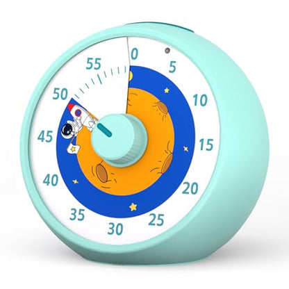 Visual Timer for Kids, 60-Minute Countdown Timer for Classroom Office Kitchen, Desk Timer Kids Time Management Tools with Silent Operation, Pomodoro Time Rainbow Pattern - color: Planet Blue
