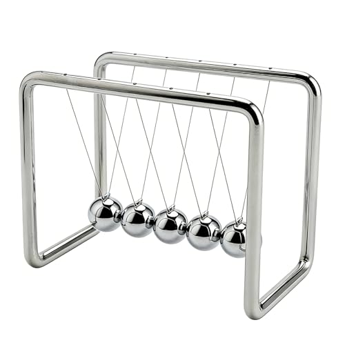 CERROPI Newtons Cradle, 25S+ Swing Time, Newton's Pendulum 5 Balance Balls, Gadget Desktop Decoration, Science Physics Toys for Home and Office