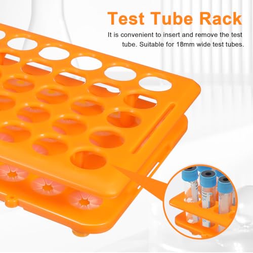 Totority Test Tube Rack 50-Slot Tube Storage Organizer Polypropylene Test Holder for Chemistry Labs Lab Organizer for Scientific Research Industrial Use Food Service 9.64 X 4.92 X 1.85 in