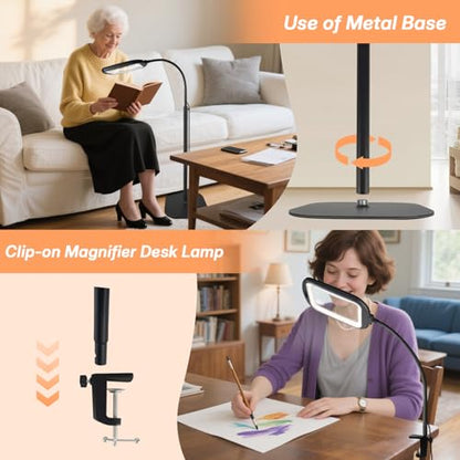 10X 30X Extra Large Floor Magnifying Glass with Light and Adjustable Stand