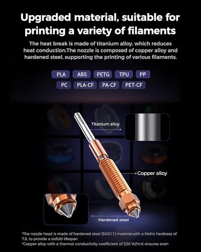 Creality Upgrade K1C Hardened Steel Nozzles, 4pcs Unicorn Quick-Swap Nozzle - size: 0.4/0.6/0.8mm(K1 series)