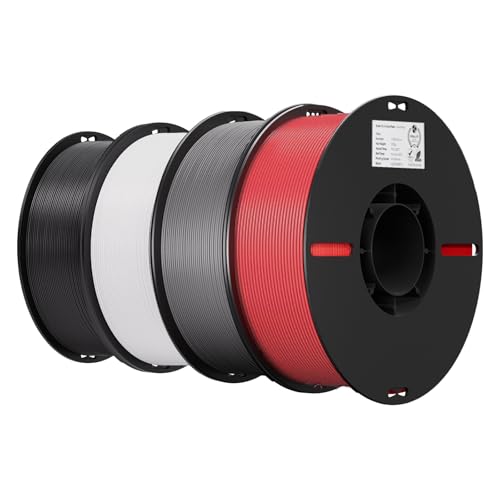 Creality PLA 3D Printer Filament 4KG, Black & White & Grey & Red, 4-Pack - color: Black+white+grey+red Pla, size: 4kg