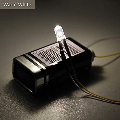 DiCUNO 100Pcs 5MM Pre Wired 12V Warm White LED Diodes, with 9.4 Inch Lead - color: Warm White