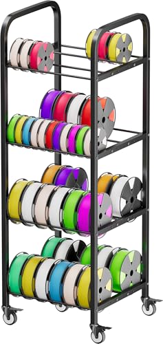 4-Tier 3D Printer Filament Storage Rack with Wheels - size: 4-Tier