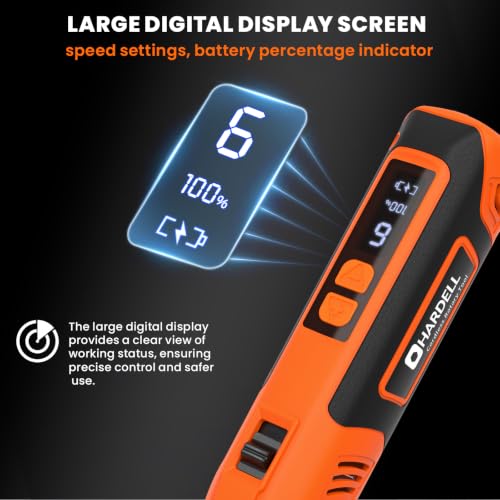 HARDELL 12V Cordless Rotary Tool 6 Speed 35000RPM Digital Display - color: Orange+black