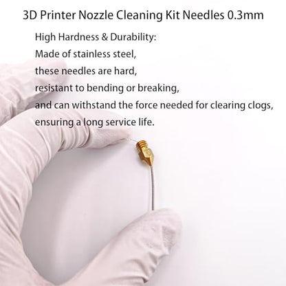 0.3mm 3D Printer Nozzle Cleaning Needles 10Pcs – Stainless Steel Clog Remover Tool Kit for Extruder Nozzles |3D Printer Nozzle Cleaner (Total Length: 70mm) - style: 10Pcs 3D Printer Nozzle Cleaning Needles 0.3mm